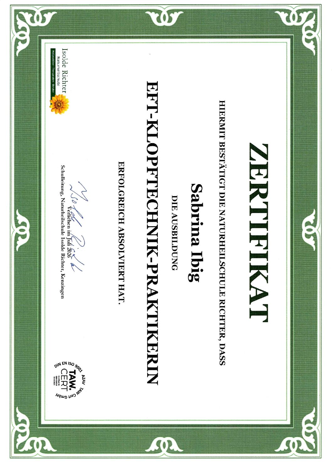 EFT-Klopftechnik-Praktiker_ Zertifikat